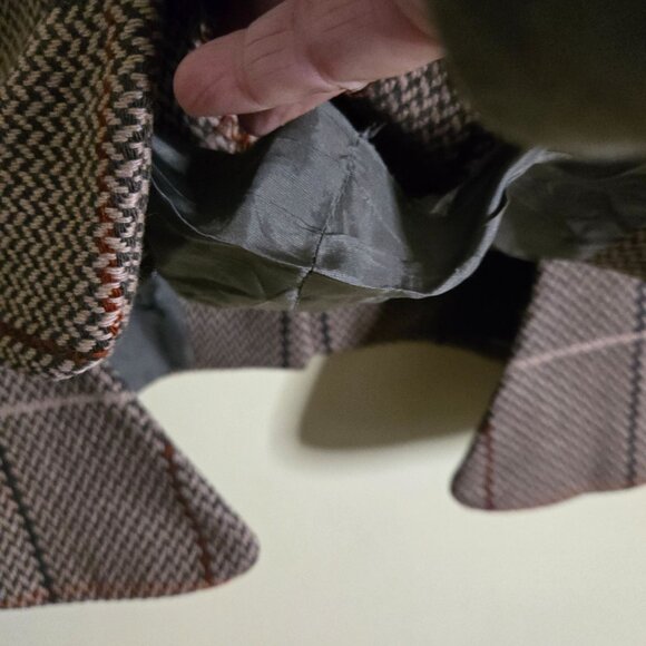 Giorgio Armani Via Borgonuovo 21 Milano Wool Blend Brown Plaid Blazer Size 46 - Picture 4 of 6